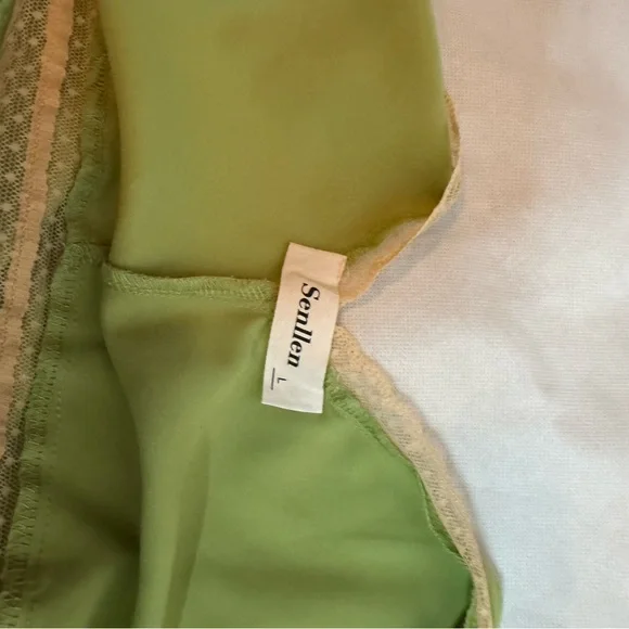 Olive Green Lace-Trim Maxi Dress - Picture 6 of 6